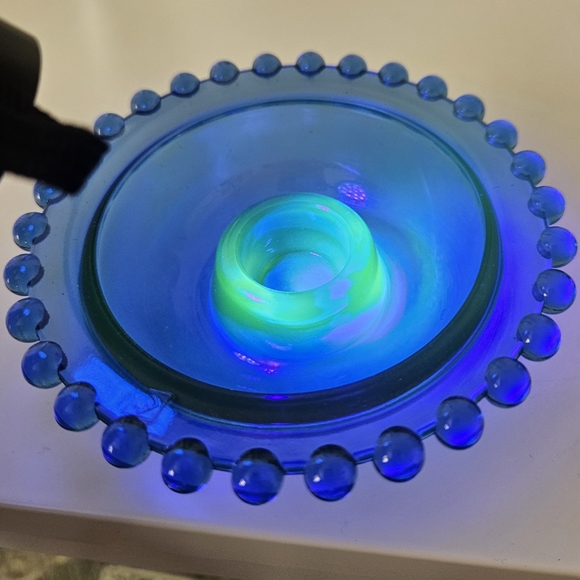 Cobalt Blue Glass Candle Holder UV Reactive - Picture 6 of 9